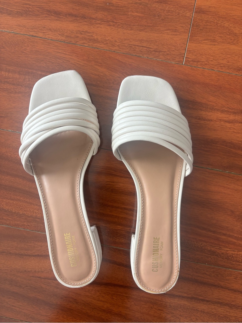 Cushionaire White Multi-Strap Slide Mules - Women's Slip-On